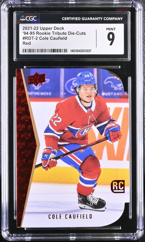 2021-22 Upper Deck '94-95 Rookie Tribute Die-Cuts Red #RDT-2 Cole Caufield CGC 9 (Rookie)