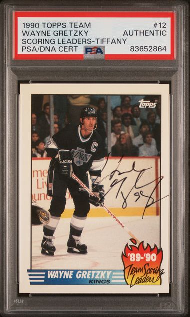 1990-91 Topps Team Scoring Leaders Tiffany #12 Wayne Gretzky Autographed PSA Authentic | Eastridge Sports Cards