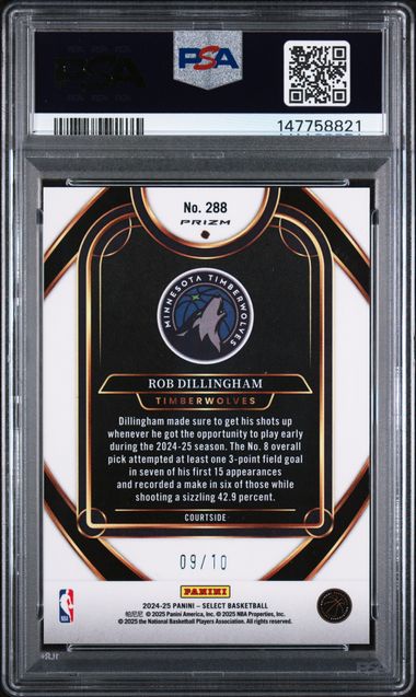 2024-25 Panini Select Gold Tectonic #288 Rob Dillingham #09/10 PSA 10 (Rookie)