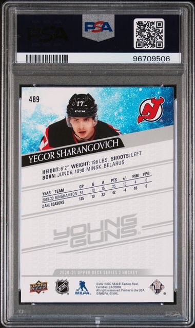 2020-21 Upper Deck #489 Yegor Sharangovich PSA 10 (Rookie)