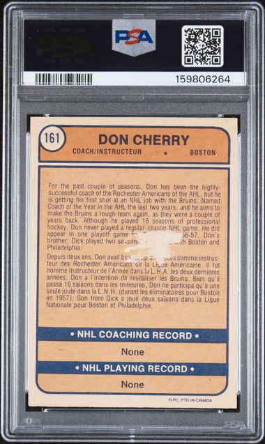1974-75 O-Pee-Chee #161 Don Cherry PSA 1.5 (Rookie)