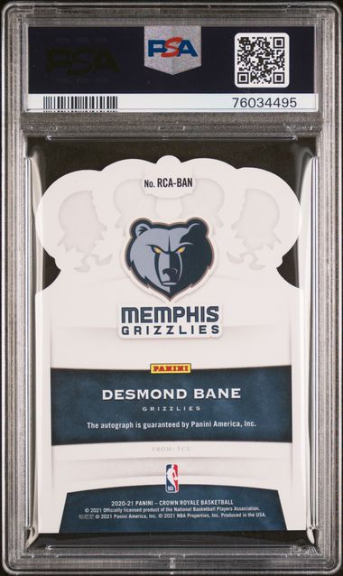 2020-21 Crown Royale Rookie Crown Auto Blue #RCABAN Desmond Bane #28/75 PSA 9 (Auto 10) (Rookie)