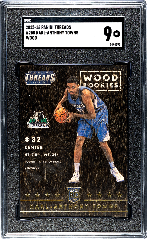 2015-16 Panini Threads Wood #258 Karl-Anthony Towns SGC 9 (Rookie)