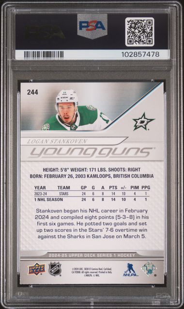2024-25 Upper Deck #244 Logan Stankoven PSA 9 (Rookie)