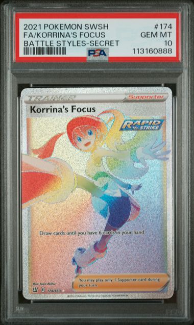 2021 Pokemon Battle Styles #174 Korrina's Focus- Secret Rare PSA 10