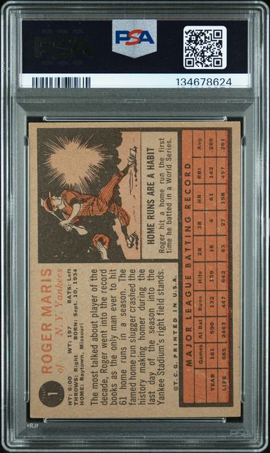 1962 Topps #1 Roger Maris PSA 5