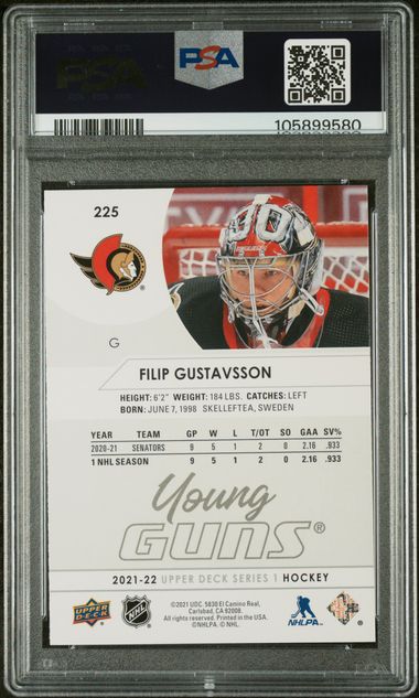 2021-22 Upper Deck #225 Filip Gustavsson PSA 9 (Rookie)