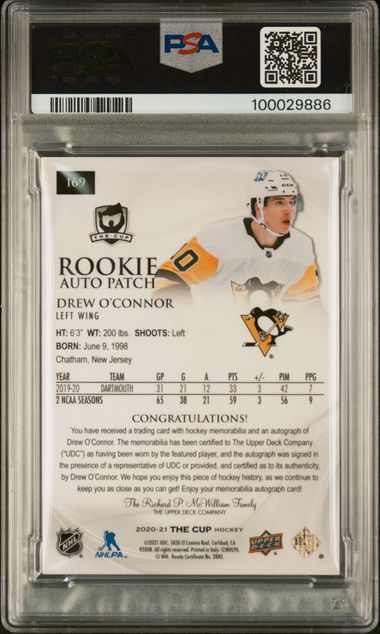 2020-21 Upper Deck The Cup #169 Drew O'Connor #206/249 PSA 7 (Rookie)