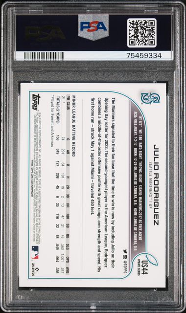 2022 Topps Update #US44 Julio Rodriguez PSA 9 (Rookie)