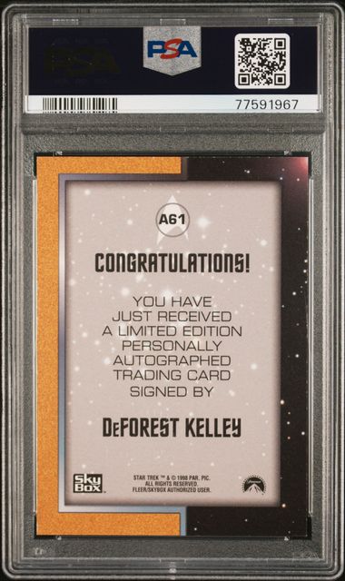 1999 Skybox Star Trek Original Series Autographs #A61 DeForest Kelley PSA 8