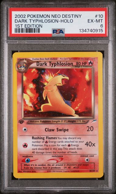 2002 Pokemon Neo Destiny 1st Edition #10 Dark Typhlosion - Holo PSA 6