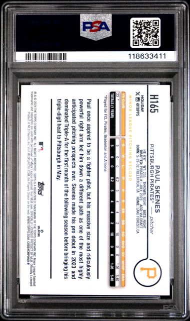 2024 Topps Holiday #H165 Paul Skenes PSA 10 (Rookie)