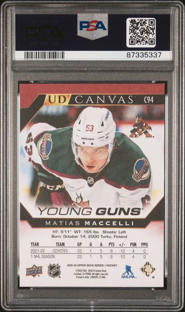2022-23 Upper Deck Canvas #C94 Matias Maccelli PSA 10 (Rookie)