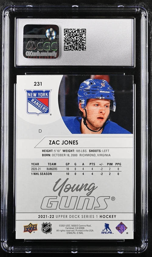 2021-22 Upper Deck #231 Zac Jones CGC 9.5 (Rookie)