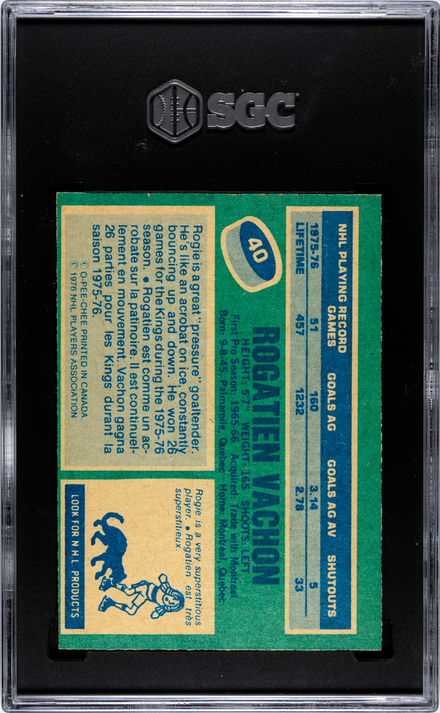 1976-77 O-Pee-Chee #40 Rogatien Vachon SGC 8 | Eastridge Sports Cards
