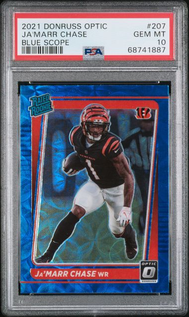 2021 Donruss Optic Blue Scope #207 Ja'Marr Chase PSA 10 (Rookie)