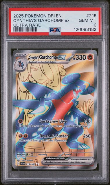 2025 Pokemon Destined Rivals #215 Cynthia's Garchomp ex - Ultra Rare PSA 10