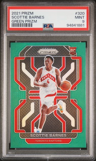 2021-22 Panini Prizm Green Grizm #320 Scottie Barnes PSA 9 (Rookie)