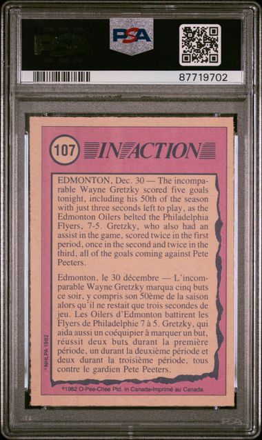 1982-83 O-Pee-Chee #107 Wayne Gretzky- In Action PSA 7 | Eastridge Sports Cards