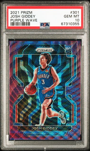 2021-22 Panini Prizm Purple Wave #301 Josh Giddey PSA 10 (Rookie)
