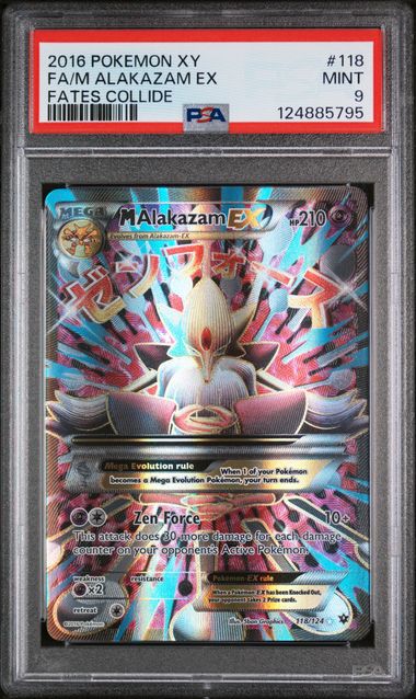 2016 Pokemon Fates Collide #118 M Alakazam EX - Full Art PSA 9