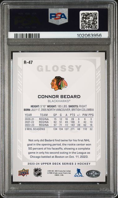 2023-24 O-Pee-Chee Glossy #R47 Connor Bedard PSA 10 (Rookie)