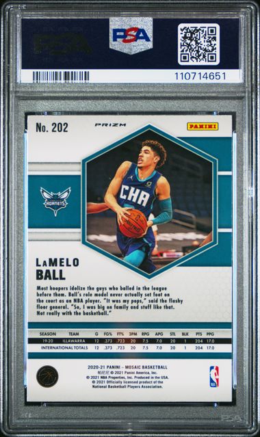 2020-21 Panini Mosaic Red/Green Choice #202 LaMelo Ball PSA 8 (Rookie)