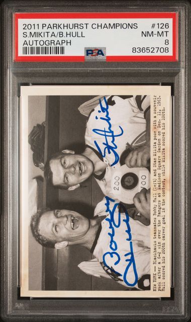 2011-12 Parkhurst Champions Autographs #126 Bobby Hull/Stan Mikita  PSA 8 | Eastridge Sports Cards