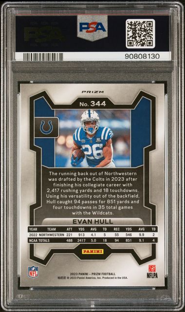 2023 Panini Prizm Black & White Checker Prizm #344 Evan Hull PSA 10 (Rookie)