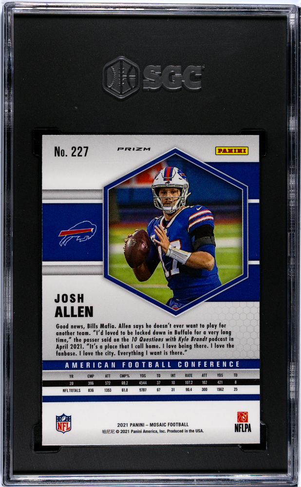 2021 Panini Mosaic Orange Reactive Prizm #227 Josh Allen SGC 10