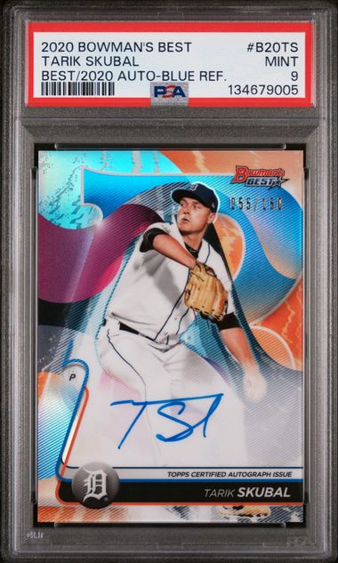 2020 Bowman's Best Best of 2020 Autograph Blue Refractor #B20TS Tarik Skubal #055/150 PSA 9