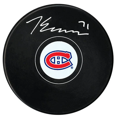 Jake Evans Autographed Montreal Canadiens Puck (COJO Sports)