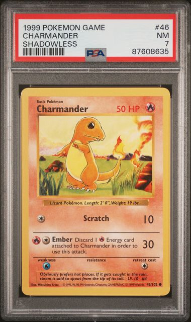 1999 Pokemon Base Set Shadowless #46 Charmander PSA 7