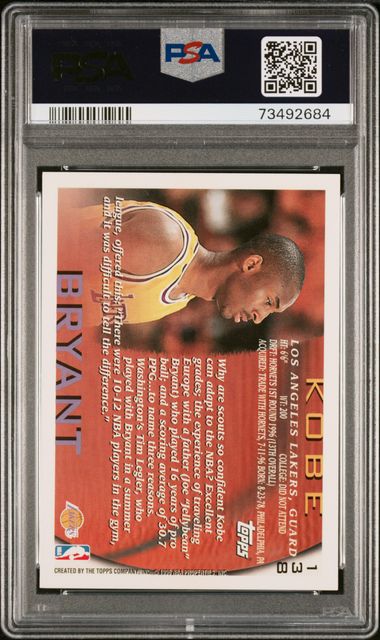 1996-97 Topps #138 Kobe Bryant PSA 9 (Rookie)