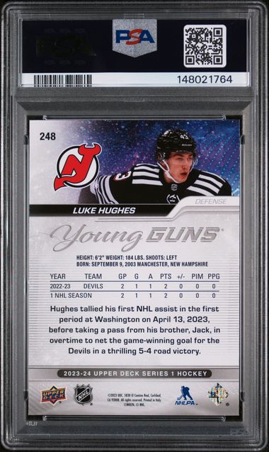 2023-24 Upper Deck #248 Luke Hughes PSA 9 (Rookie)
