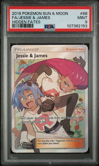 2019 Pokemon Hidden Fates #68 Jessie & James - Full Art PSA 9