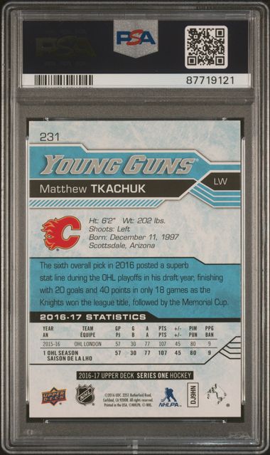 2016-17 Upper Deck #231 Matthew Tkachuk PSA 9 (Rookie)