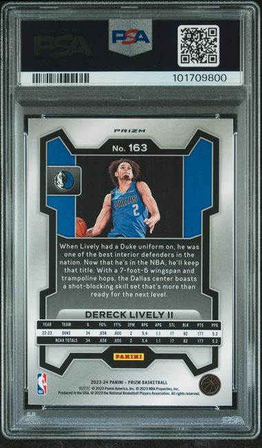2023-24 Panini Prizm Blue Wave #163 Dereck Lively II PSA 10 (Rookie)