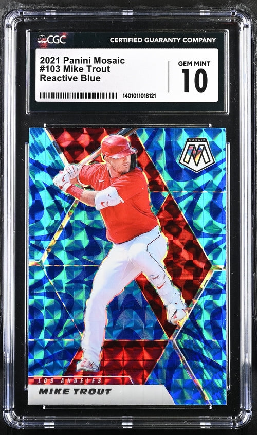 2021 Panini Mosaic Reactive Blue #103 Mike Trout CGC 10
