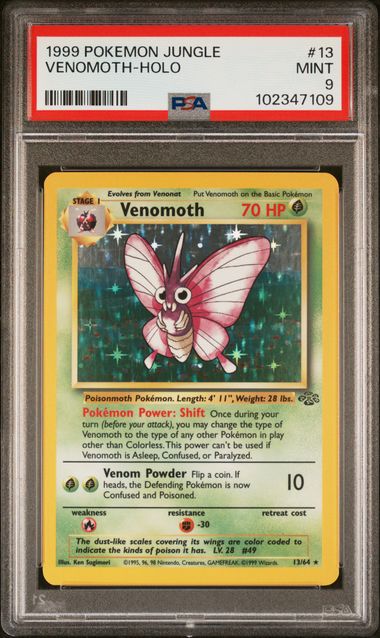 1999 Pokemon Jungle Unlimited #13 Venomoth- Holo PSA 9