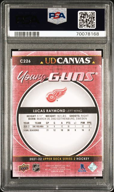 2021-22 Upper Deck Canvas #C226 Lucas Raymond PSA 10 (Rookie)