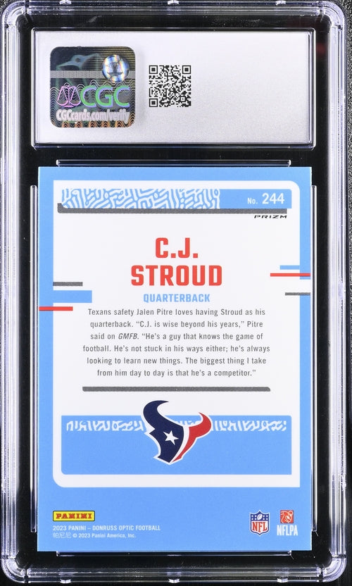 2023 Donruss Optic Purple Shock #244 C.J. Stroud CGC 9 (Rookie)