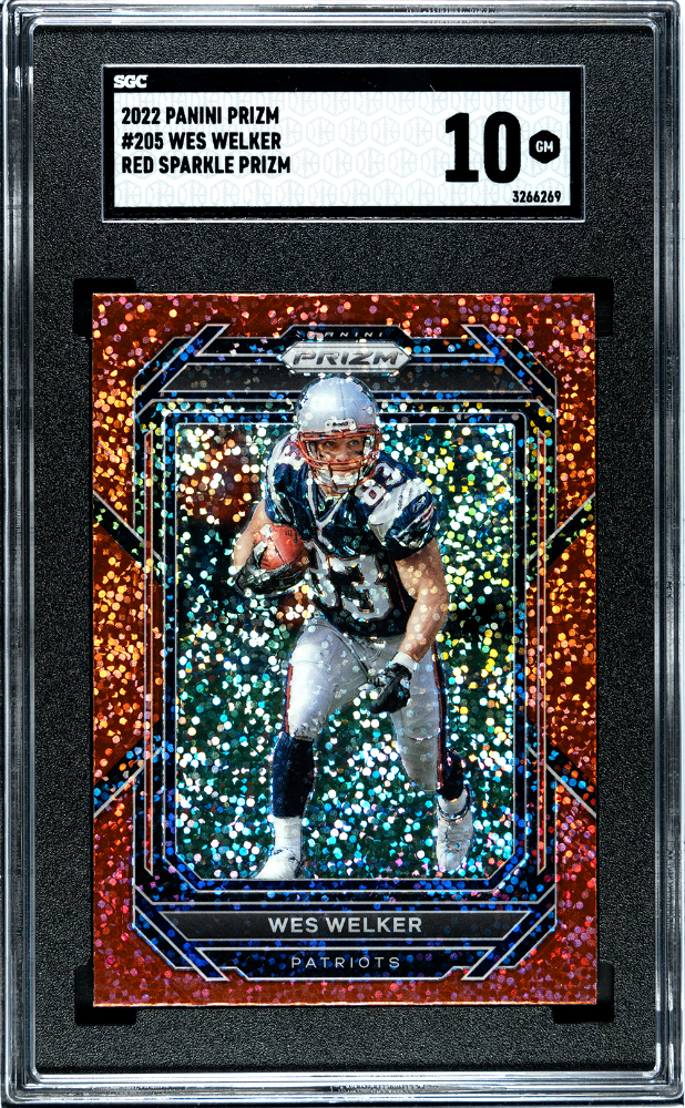 2022 Panini Prizm Red Sparkle Prizm #205 Wes Welker SGC 10
