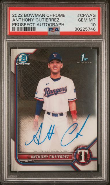 2022 Bowman Chrome Prospect Autograph #CPAAG Anthony Gutierrez PSA 10