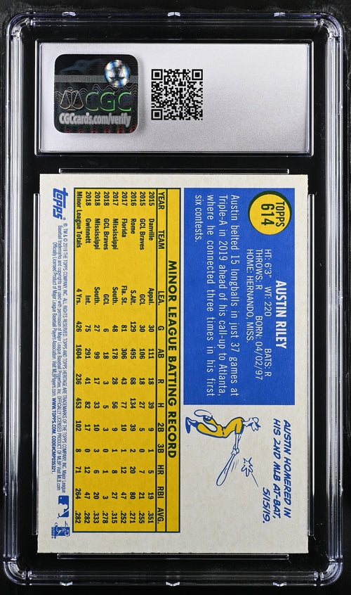 2019 Topps Heritage High Number #614 Austin Riley CGC 10 (Rookie)