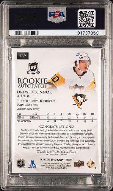 2020-21 Upper Deck The Cup #169 Drew O'Connor #204/249 PSA 10 (Rookie)