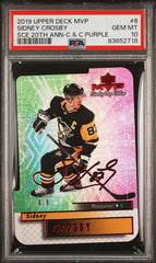 2019-20 Upper Deck MVP Stanley Cup Edition 20th Anniversary Colors and Contours Purple #6 Sidney Crosby #6/9 PSA 10 | Eastridge Sports Cards