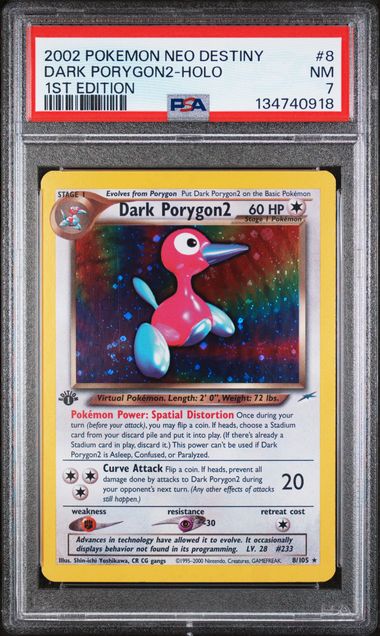 2002 Pokemon Neo Destiny 1st Edition #8 Dark Porygon2 - Holo PSA 7