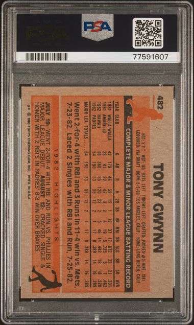 1983 Topps #482 Tony Gwynn PSA 9 (Rookie)