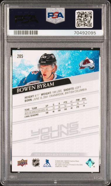 2020-21 Upper Deck #205 Bowen Byram PSA 10 (Rookie)